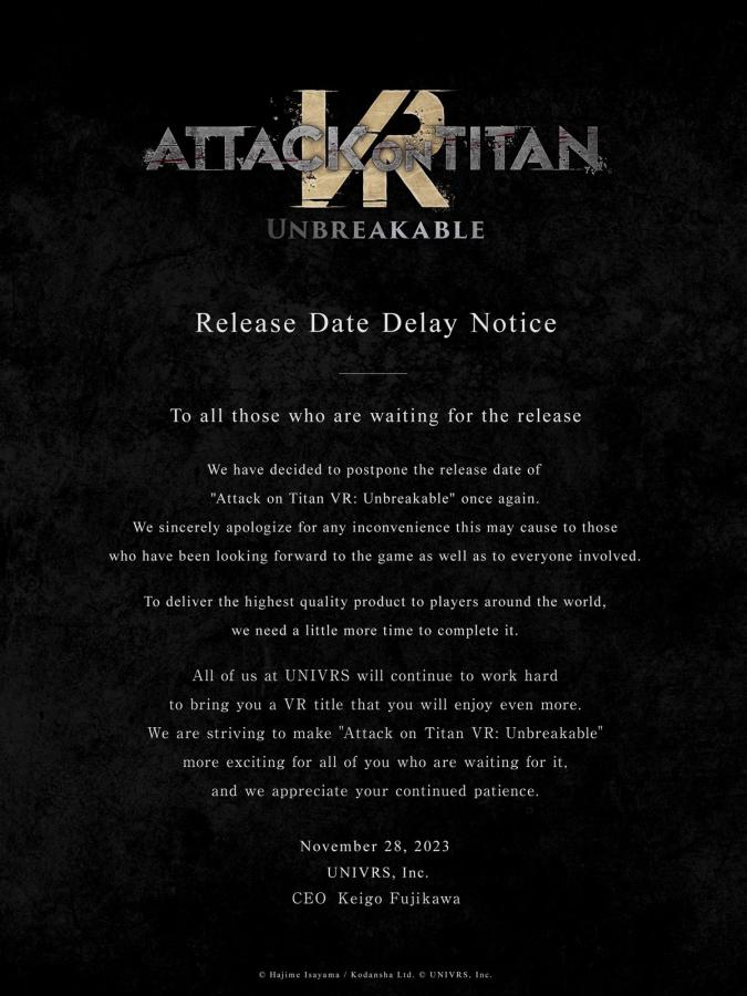 Attack on Titan VR is delayed again