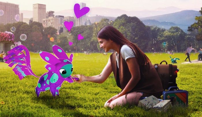 How to get more dots - photo of a woman feeding a purple creature