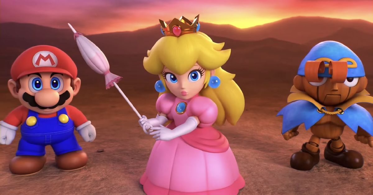Super Mario RPG Remake - Mario, Princess Peach and Geno standing together ready for battle