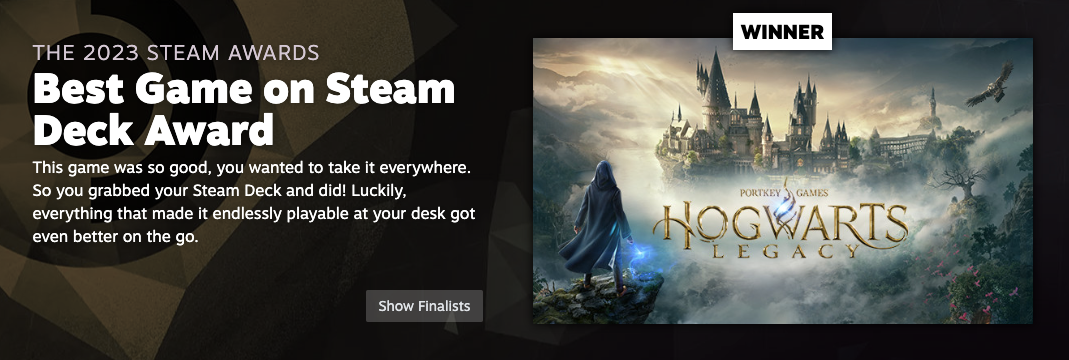 Hogwarts Legacy wins this year's best Steam Deck game award