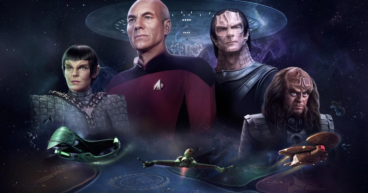 Key art for Star Trek Infinite featuring several characters from the show