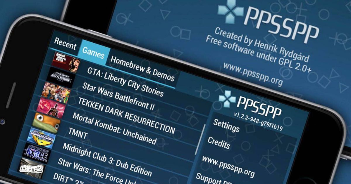 The PPSSPP app on a mobile device