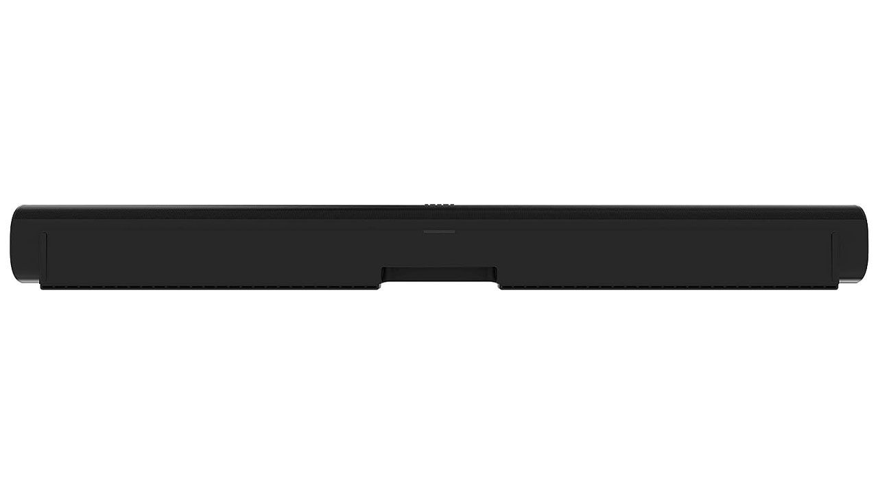 Sonos Arc product image of a long, thin, black soundbar speaker.