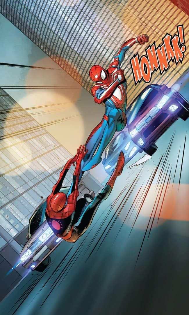 Insomniac's Spider-Man kicks 616 Spider-Man in this preview of Spider-Man Unlimited.