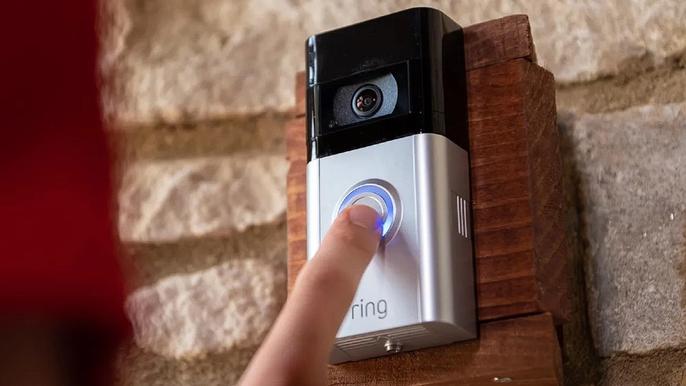 ring doorbell blinking blue pressing doorbell button