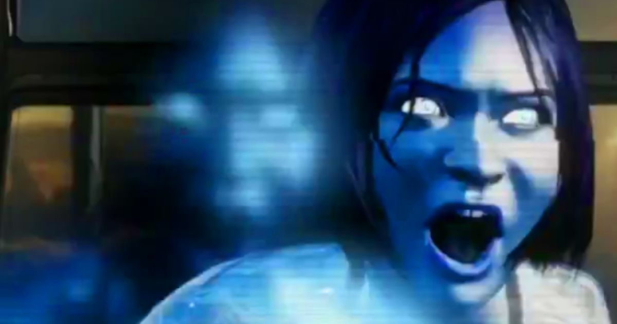 An image of halo’s Cortana screaming 