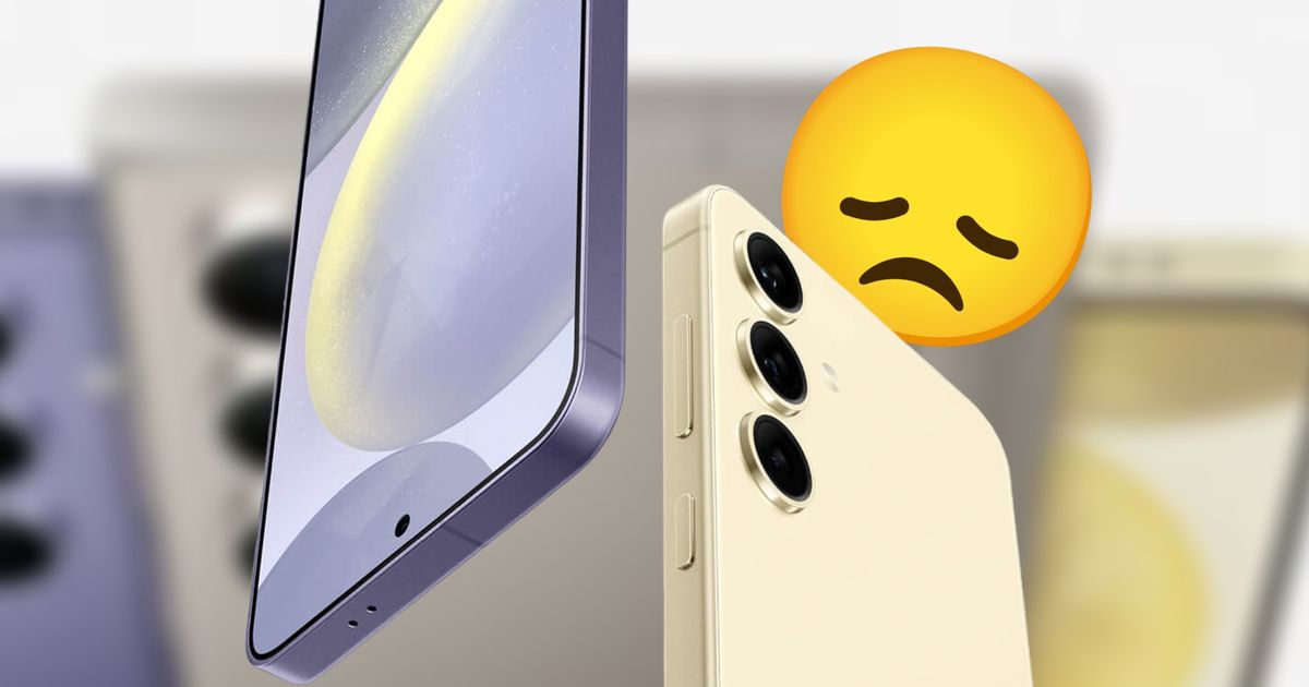 Samsung S24 and S24 Plus from press image in front of a disappointed emoji