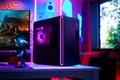 An Alienware Aurora R16 in a room filled with LED lights