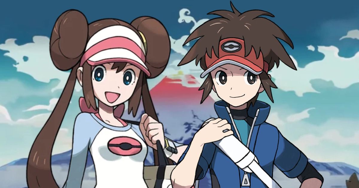 Pokémon Black and White protagonists on the background of legends arceus Sinnoh 