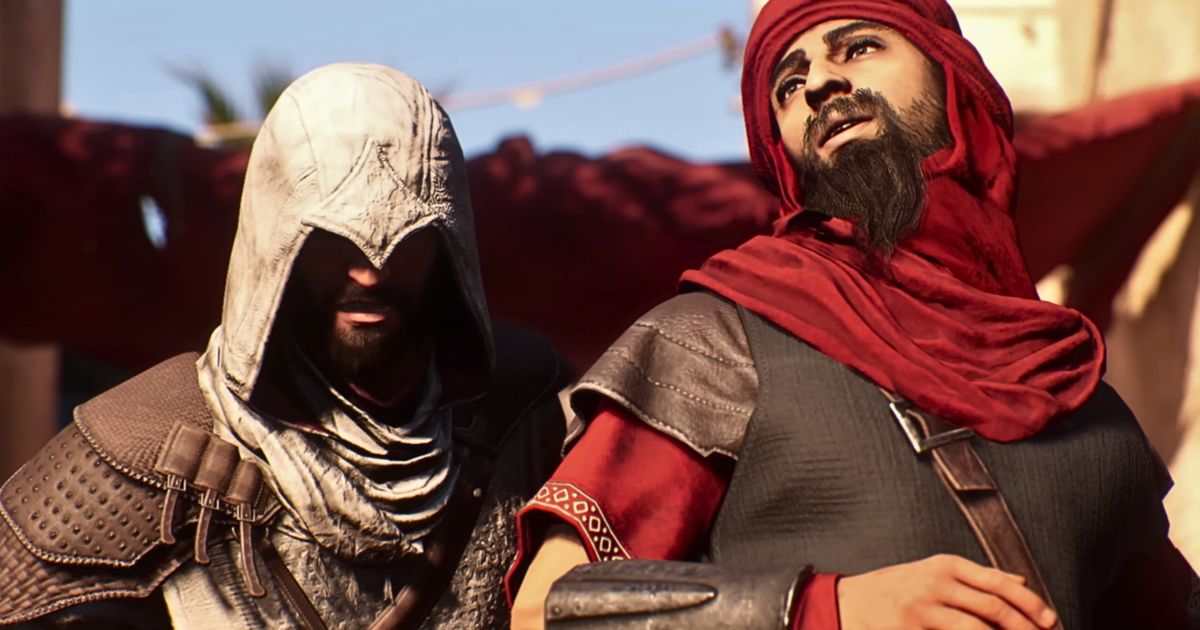 Basim from Assassin's Creed Mirage assassinating a character