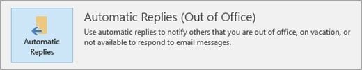 A screenshot of the Automatic Replies option in Microsoft Outlook.