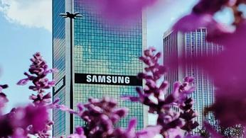 Samsung HQ behind beautiful purple leaves 