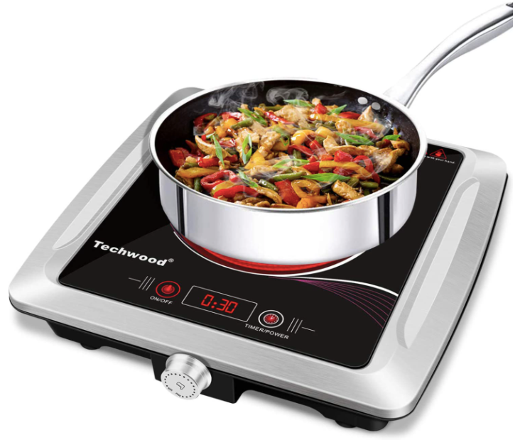 Best portable cooktop - Techwood black and silver non-induction cooktop