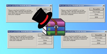 WinRar is sad about Windows 11 supporting RAR files  Winrar with a gentleman's hat
