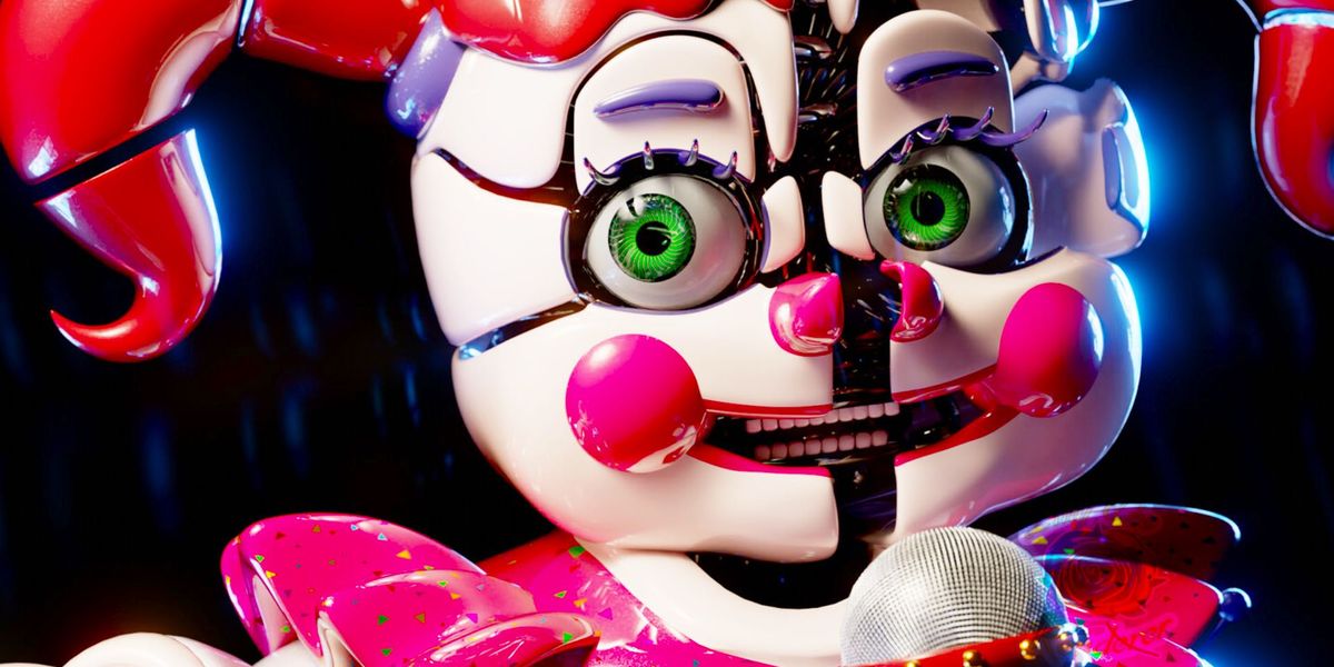 An image of Five Nights at Freddy’s creepy antagonist from Sister Location, Circus Baby. 