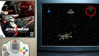 SEGA Dreamcast controller next to Star Wars: Dream of the Rebellion gameplay