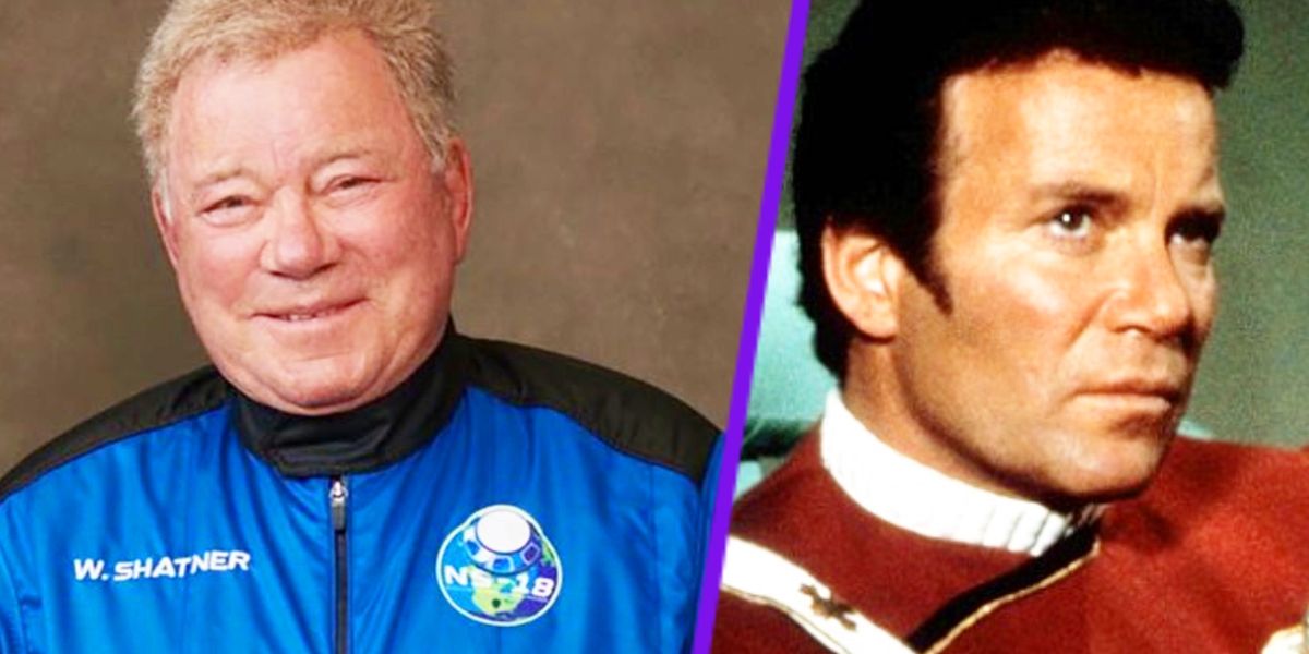An image of William Shatner going to space next to Captain Kirk in Star Trek 2 The Wrath of Khan 