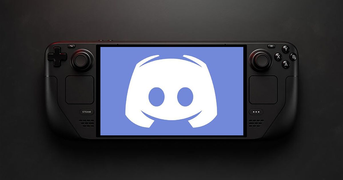 Steam Deck showing Discord logo on centre screen