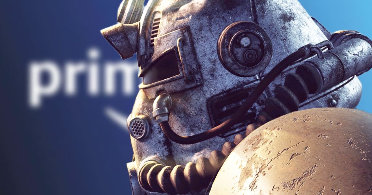 An image of Fallout TV show power armour on the Amazon prime logo