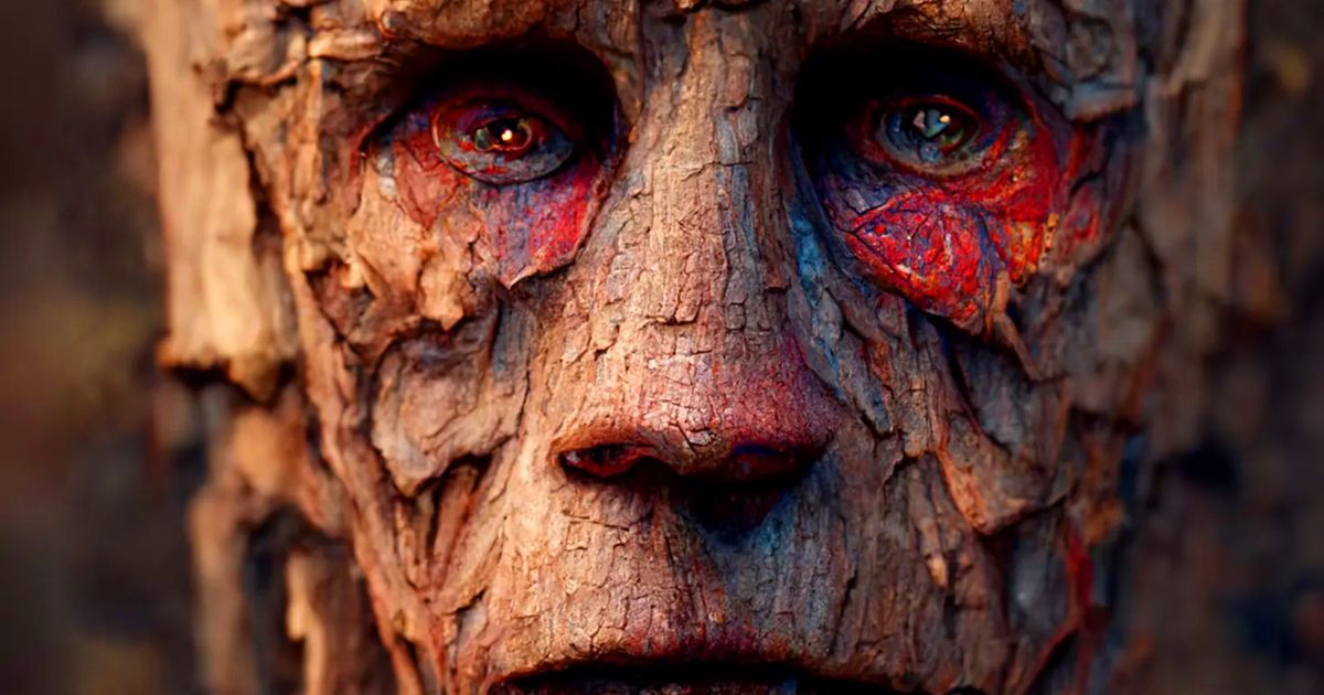 An AI art piece of a tree man