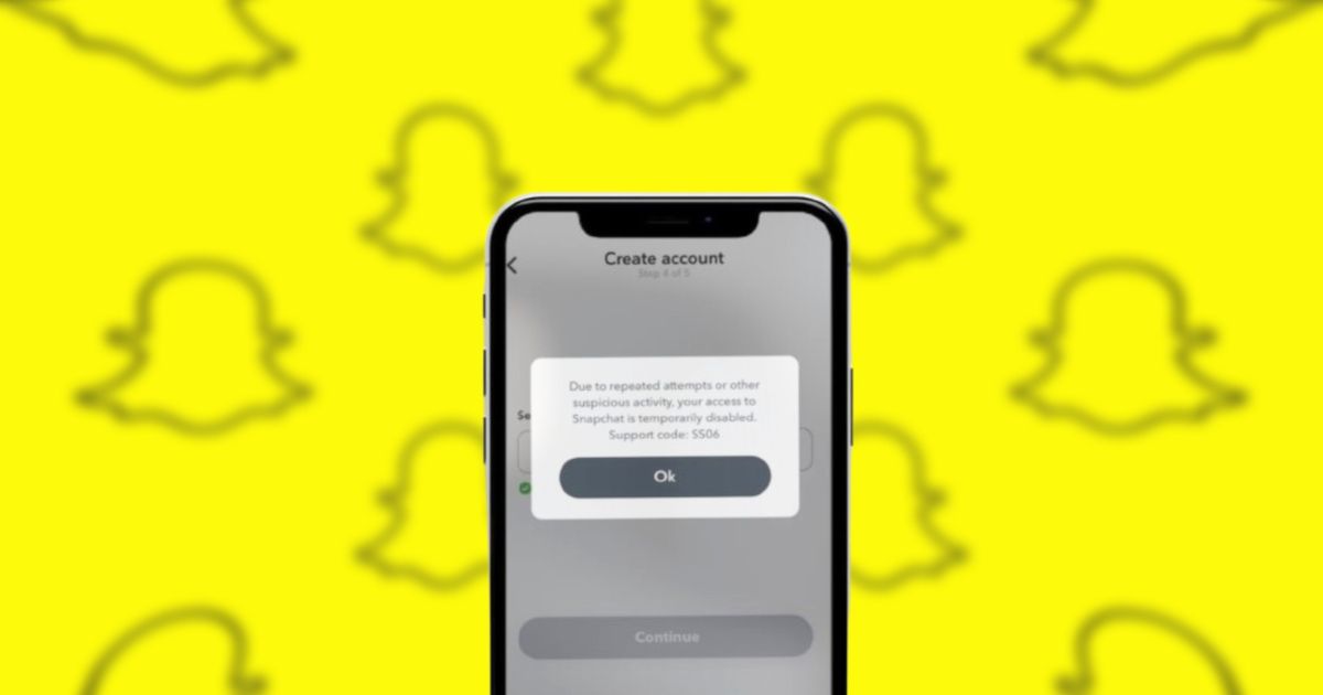 An image of the Snapchat support code ss06 on an iPhone