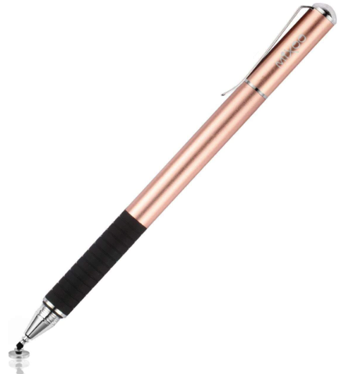 Mixoo Capacitive Stylus Pen in rose gold with a black finger rest.