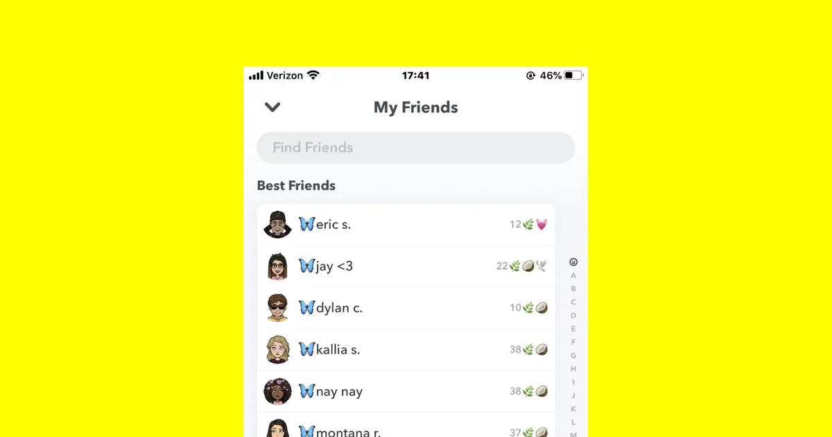 An image that shows how to see the best friends list on Snapchat Plus