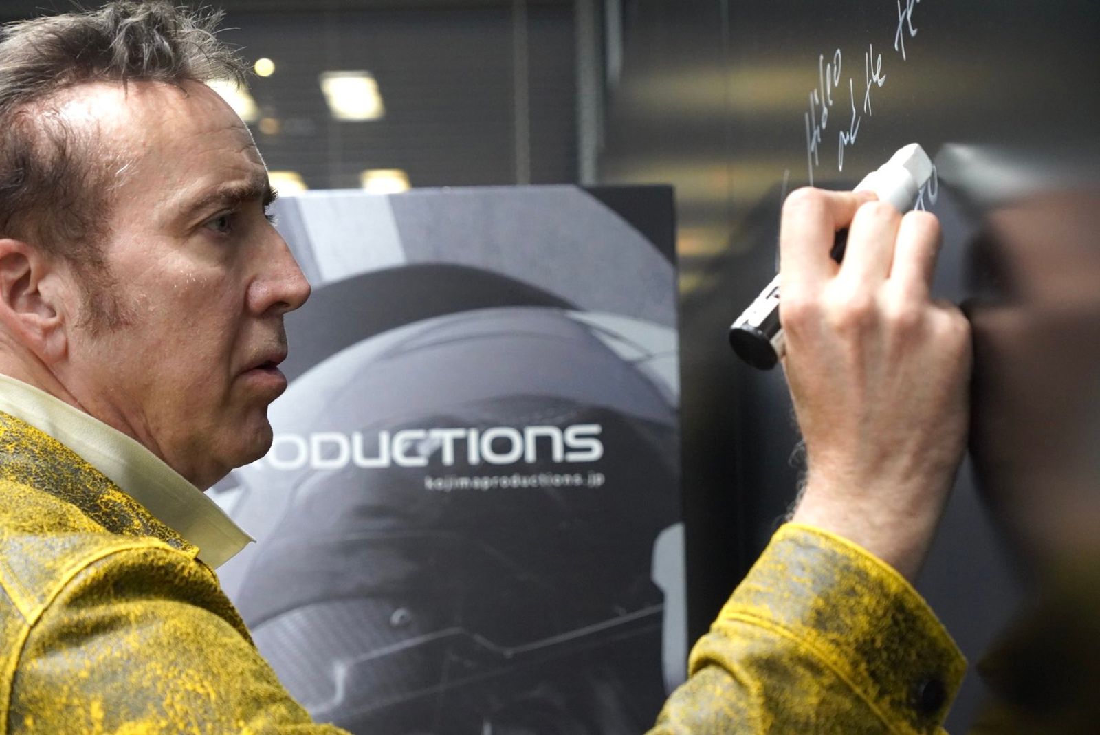 Nicolas Cage is almost certainly in death stranding 2 actor signing blackboard