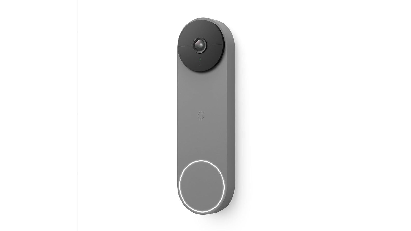 Google Nest product image of a rectangular grey with a black camera at the top.