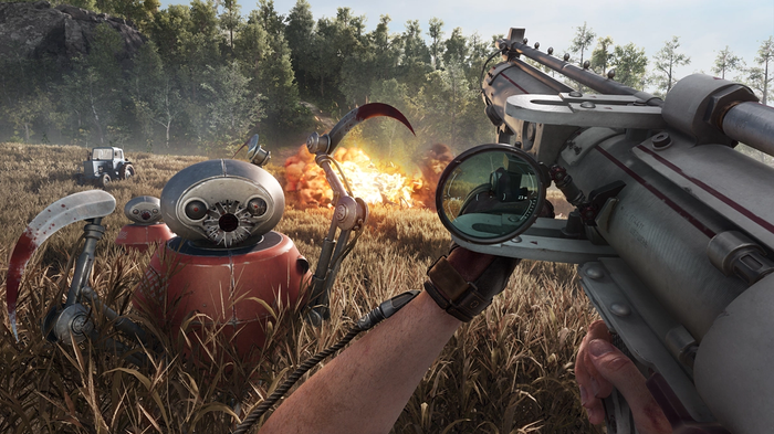 long delayed atomic heart cancels its pvp multiplayer player shoots robot with rocket launcher