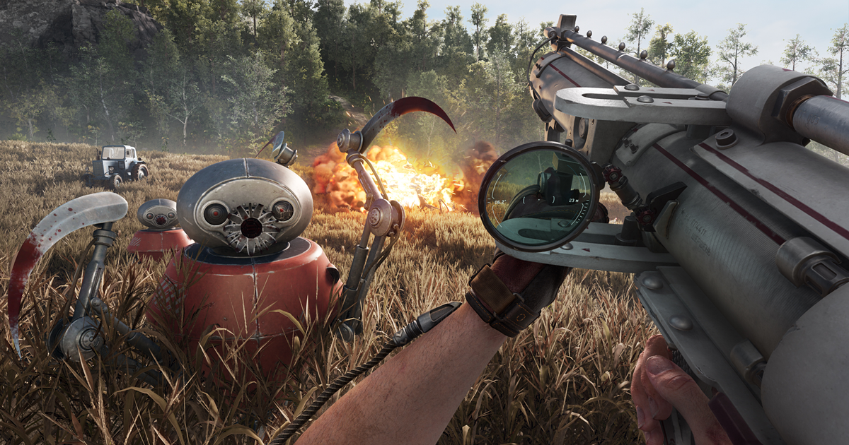 long delayed atomic heart cancels its pvp multiplayer player shoots robot with rocket launcher