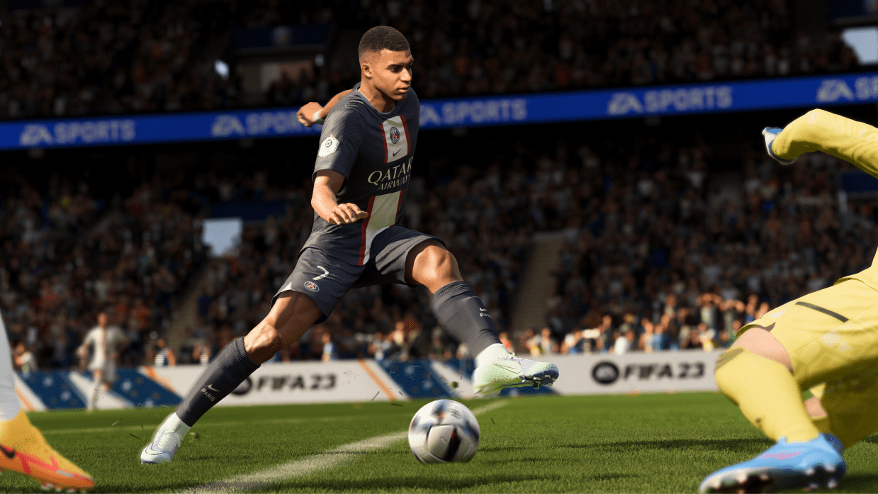 Kylian Mbappe about to shoot - FIFA 23 PS4 vs PS5
